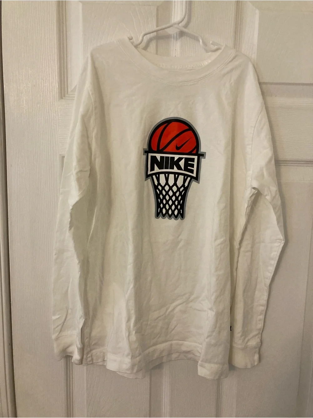 Nike White The Nike Tee Graphic Logo Long Sleeve